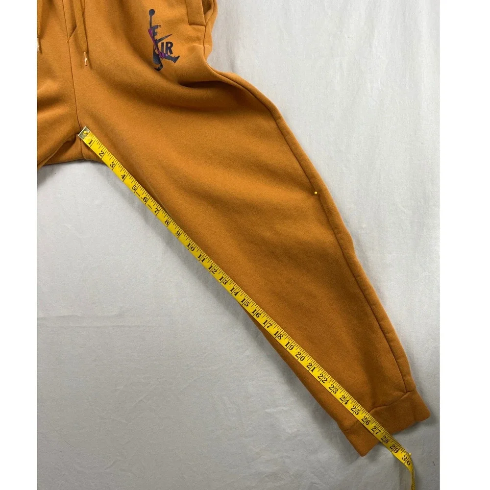 Nike Jordan Sweatpants Mens Large Air Jumpman Logo Orange Fleece Joggers Pants